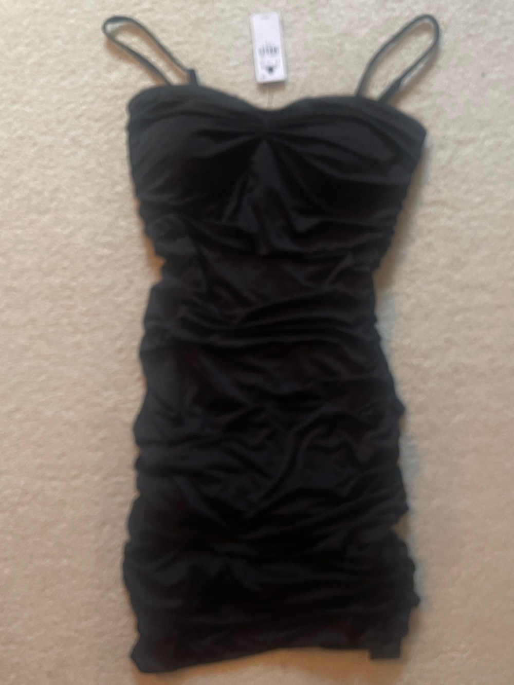 Express Black Ruched Mini Dress